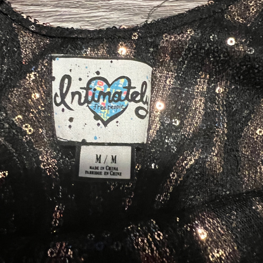 Intimately by Free People Black and Gold Fitted Sequin slip dress - Picture 4 of 5